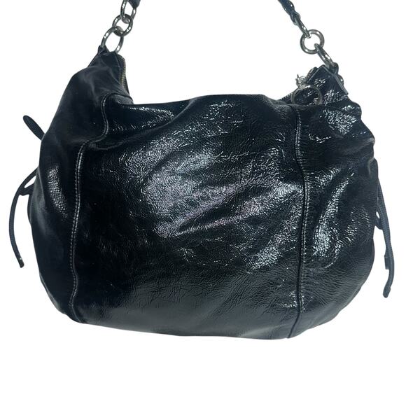 Coach C1089-15790 Black Patent Leather Hobo Shoulder Bag Zip Pocket - Picture 3 of 13